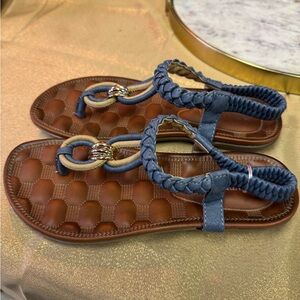 Stylish Blue and Brown Braided Sandals